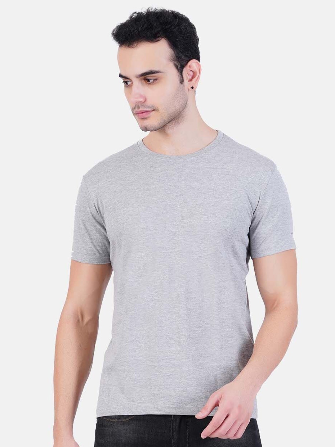 

AIR GARB Pack of 2 Pure Cotton Round Neck Bio Finish T-shirt, Grey