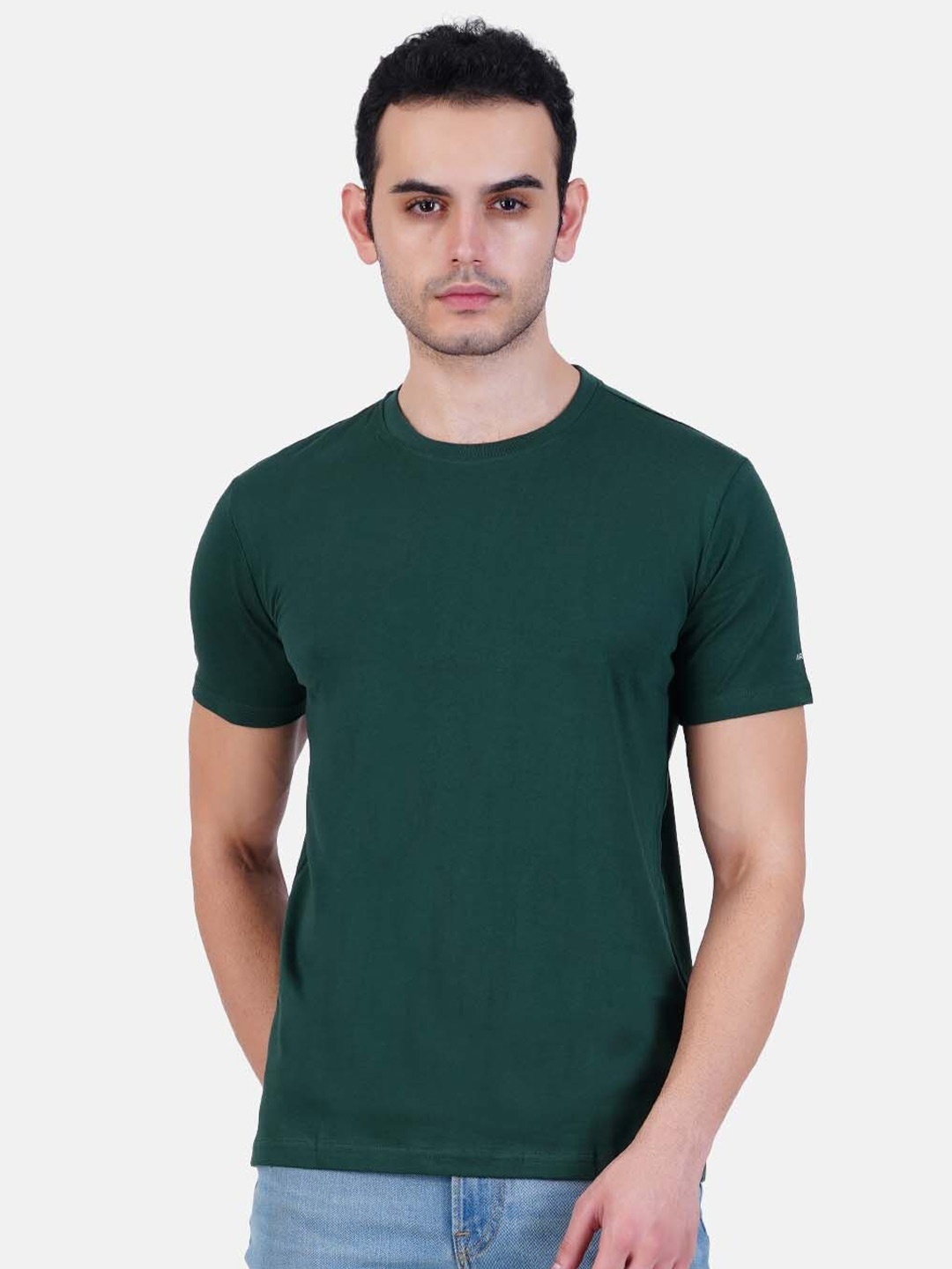 

AIR GARB Pure Cotton Round Neck Bio Finish T-shirt, Green
