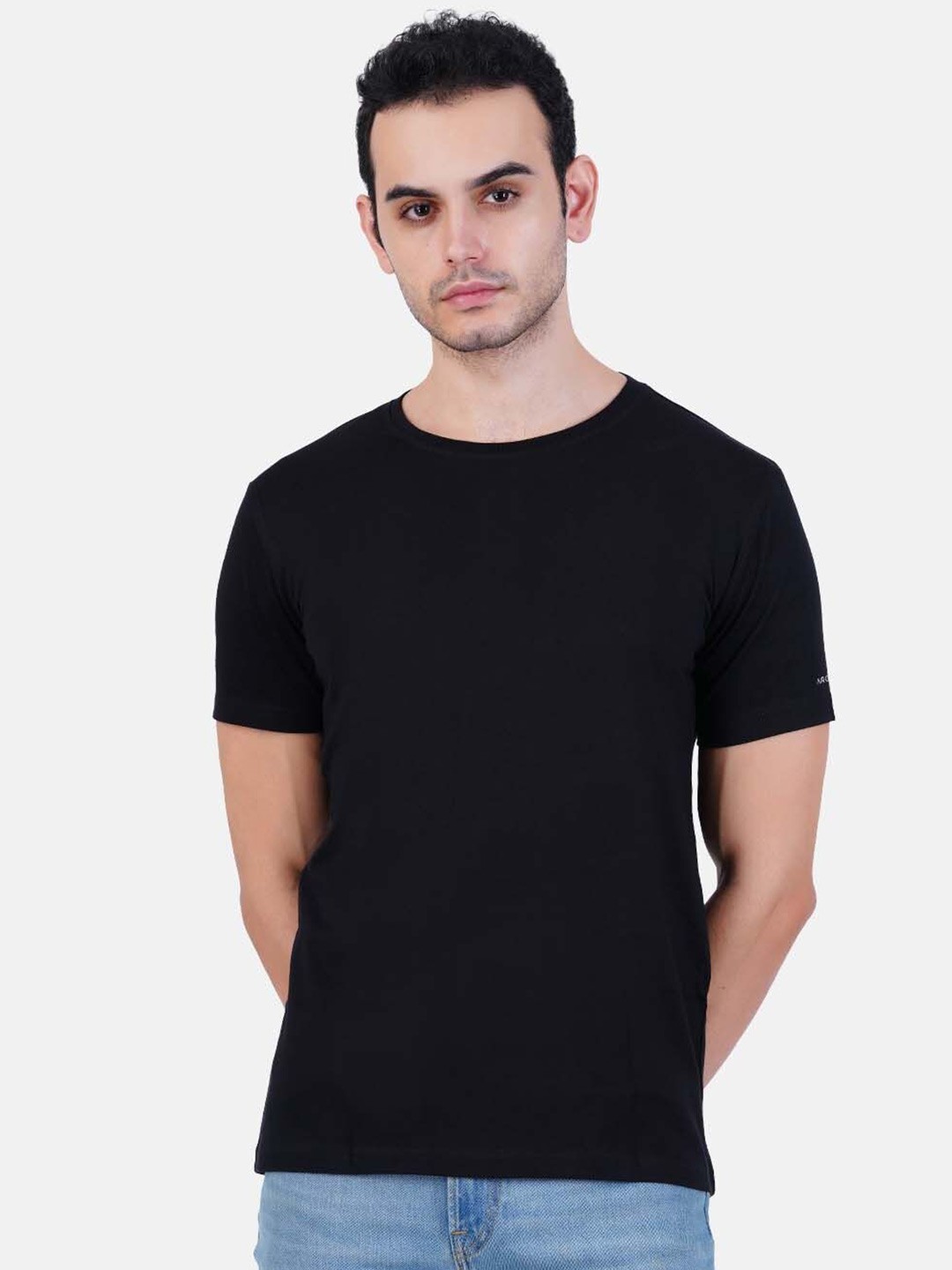 

AIR GARB Pure Cotton Bio Finish Regular Fit T-shirt, Black