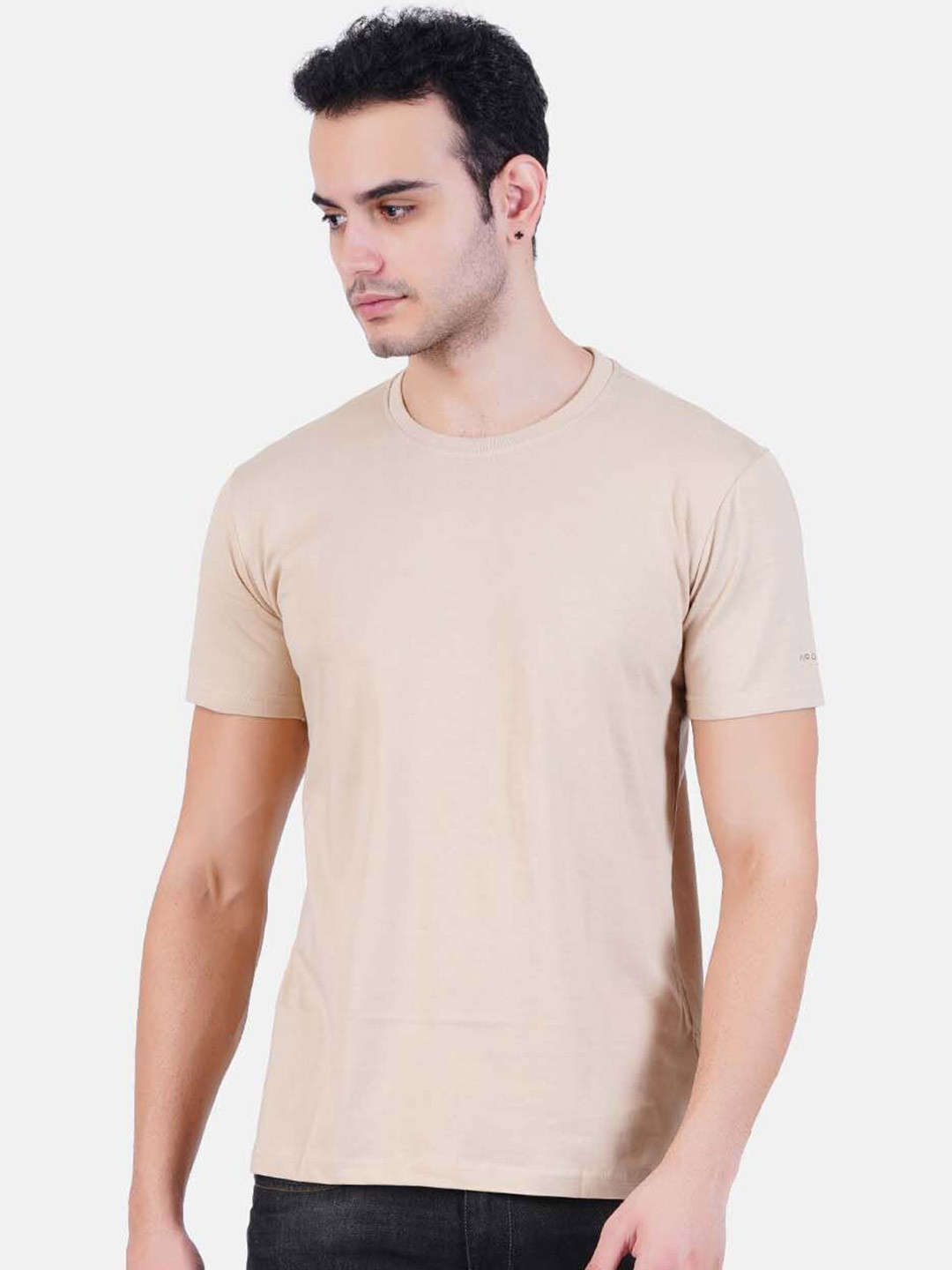

AIR GARB Pure Cotton Bio Finish Regular Fit T-shirt, Cream
