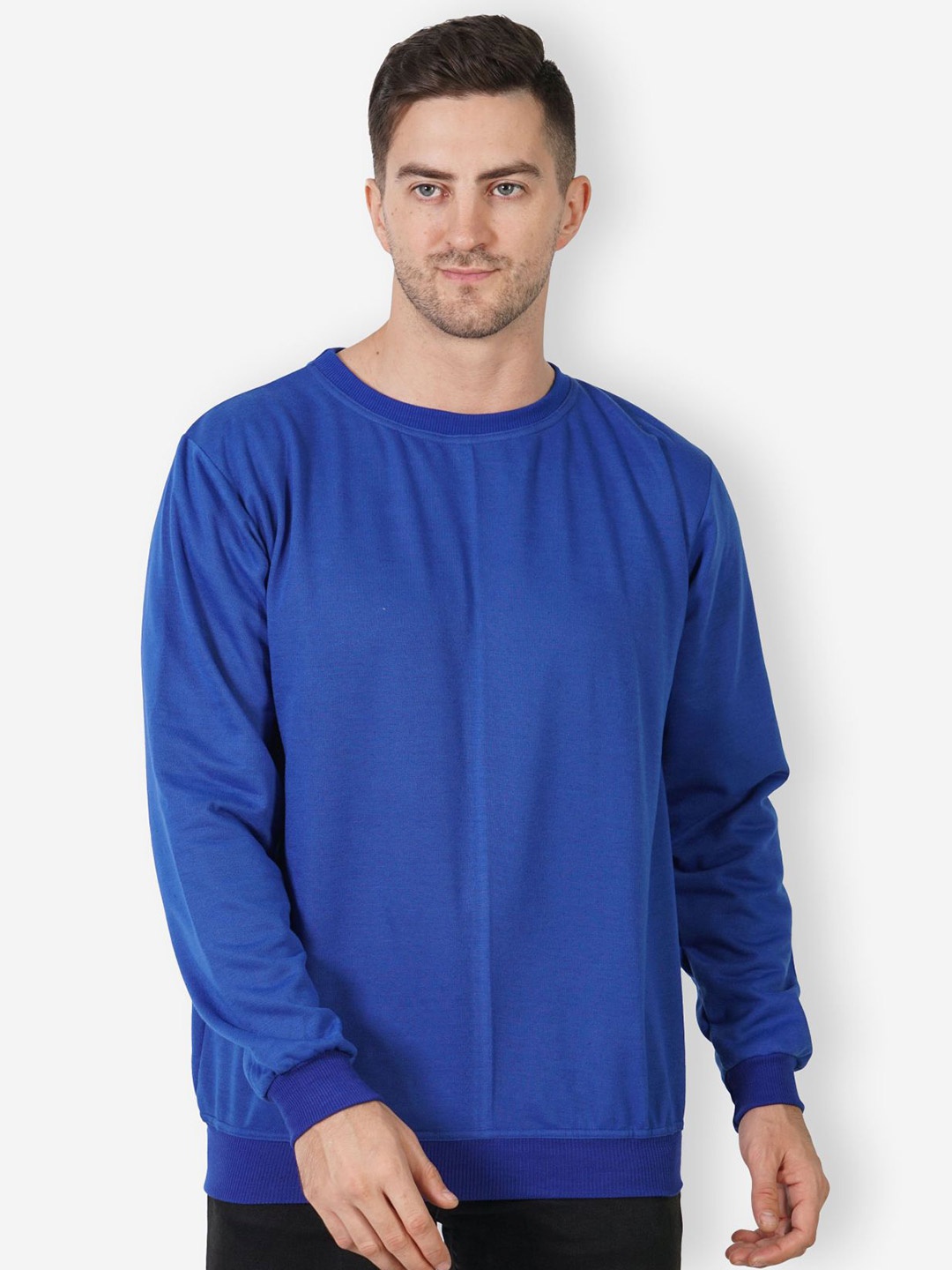 

TEEMOODS Round Neck Long Sleeves Fleece Pullover, Blue