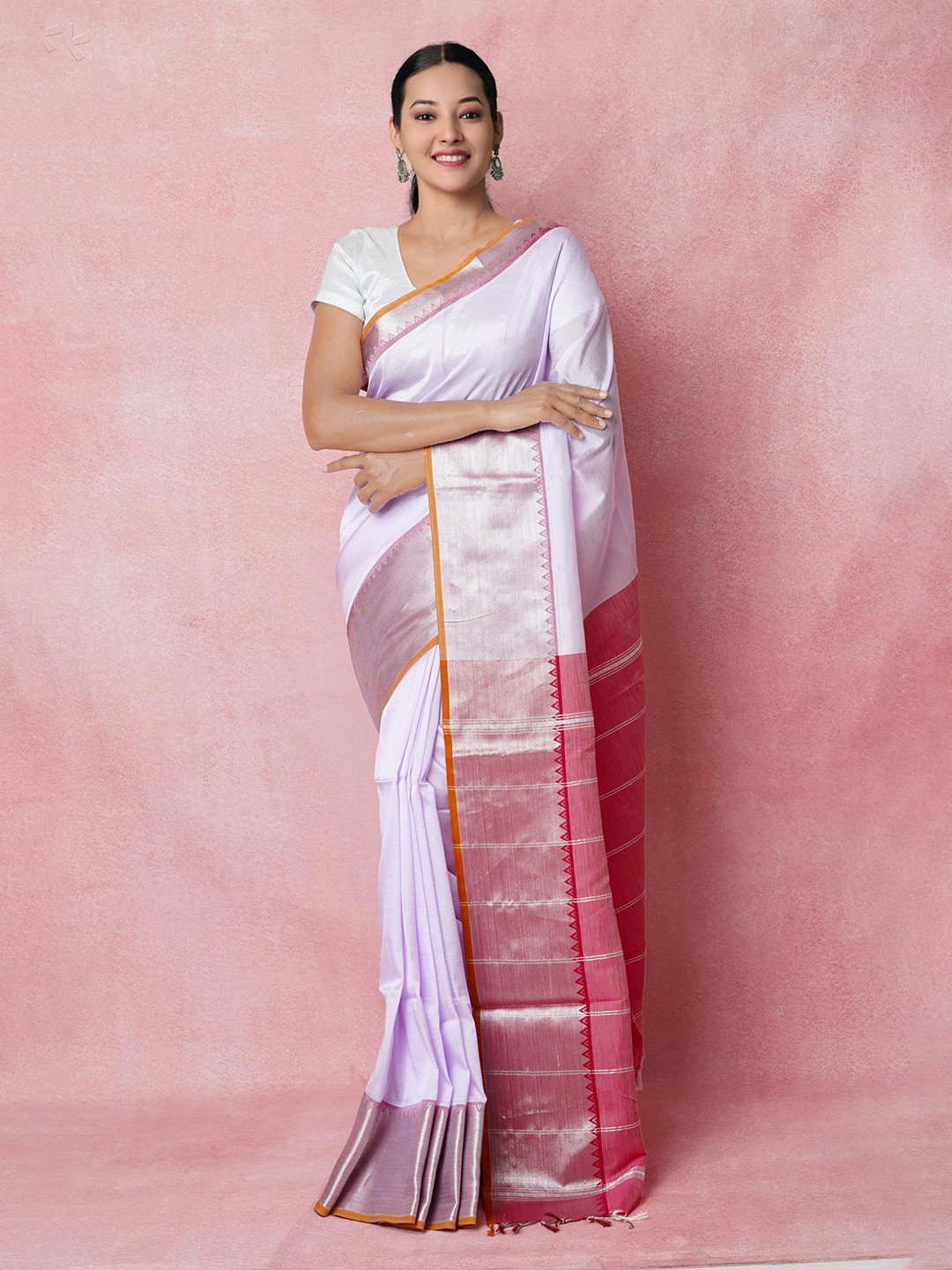 

Unnati Silks Zari Pure Silk Handloom Mangalagiri Saree, Purple