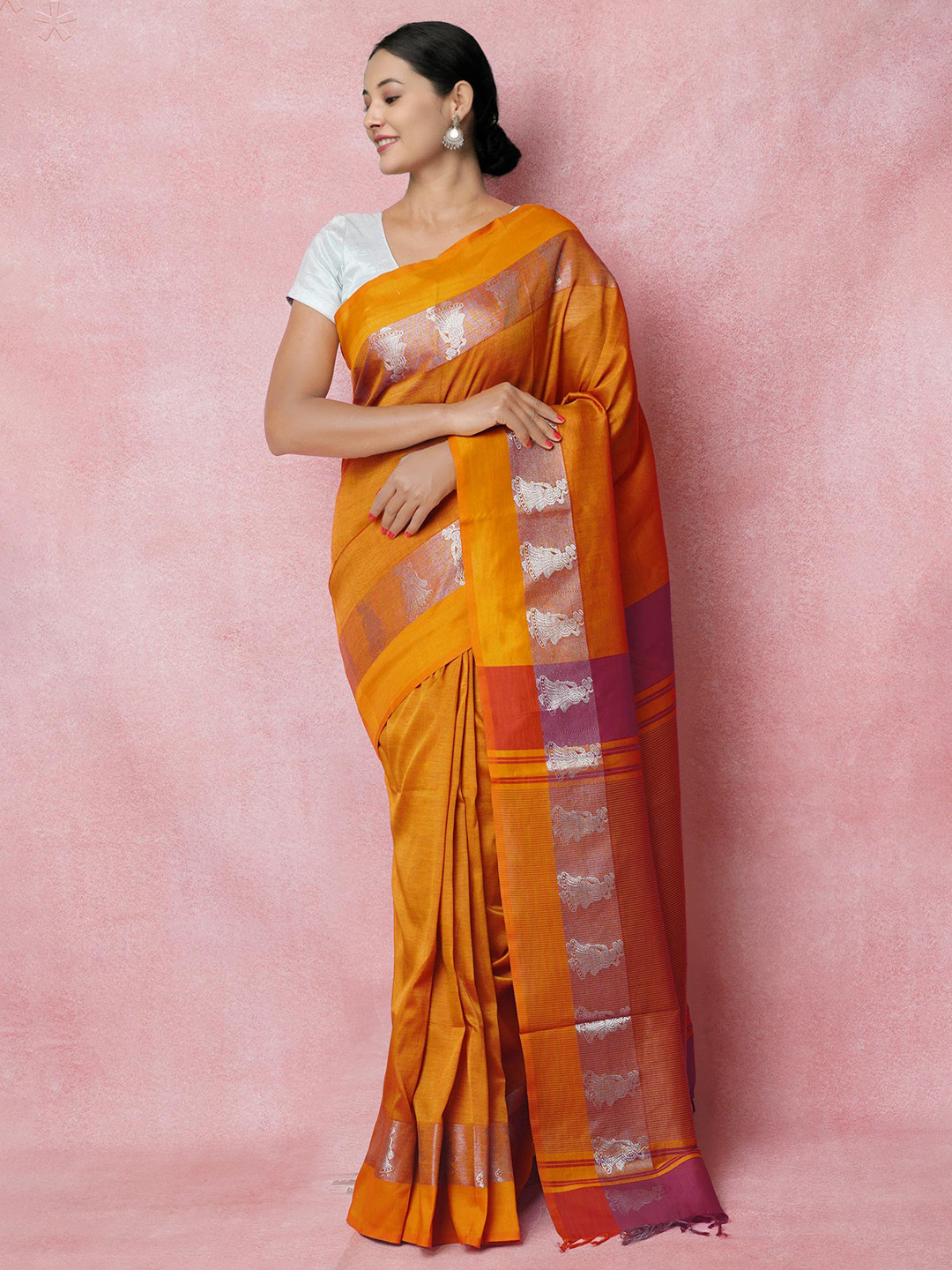 

Unnati Silks Pure Silk Handloom Chettinad Saree, Brown