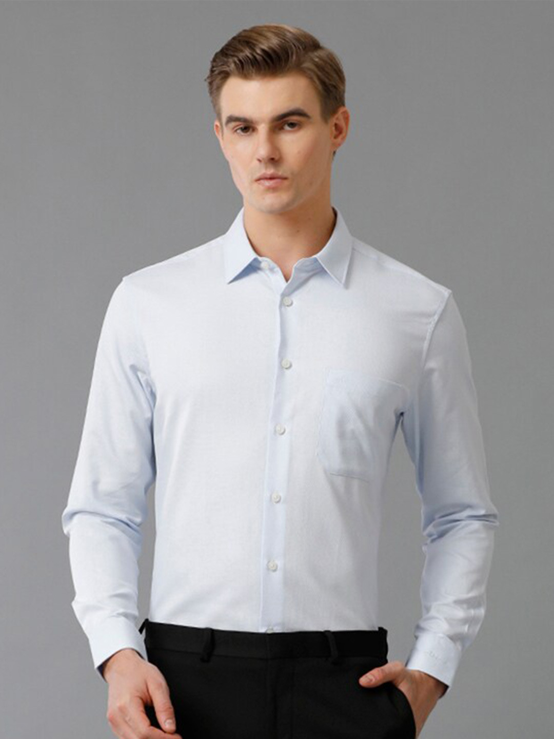

Aldeno Comfort Micro Ditsy Printed Cotton Formal Shirt, Blue