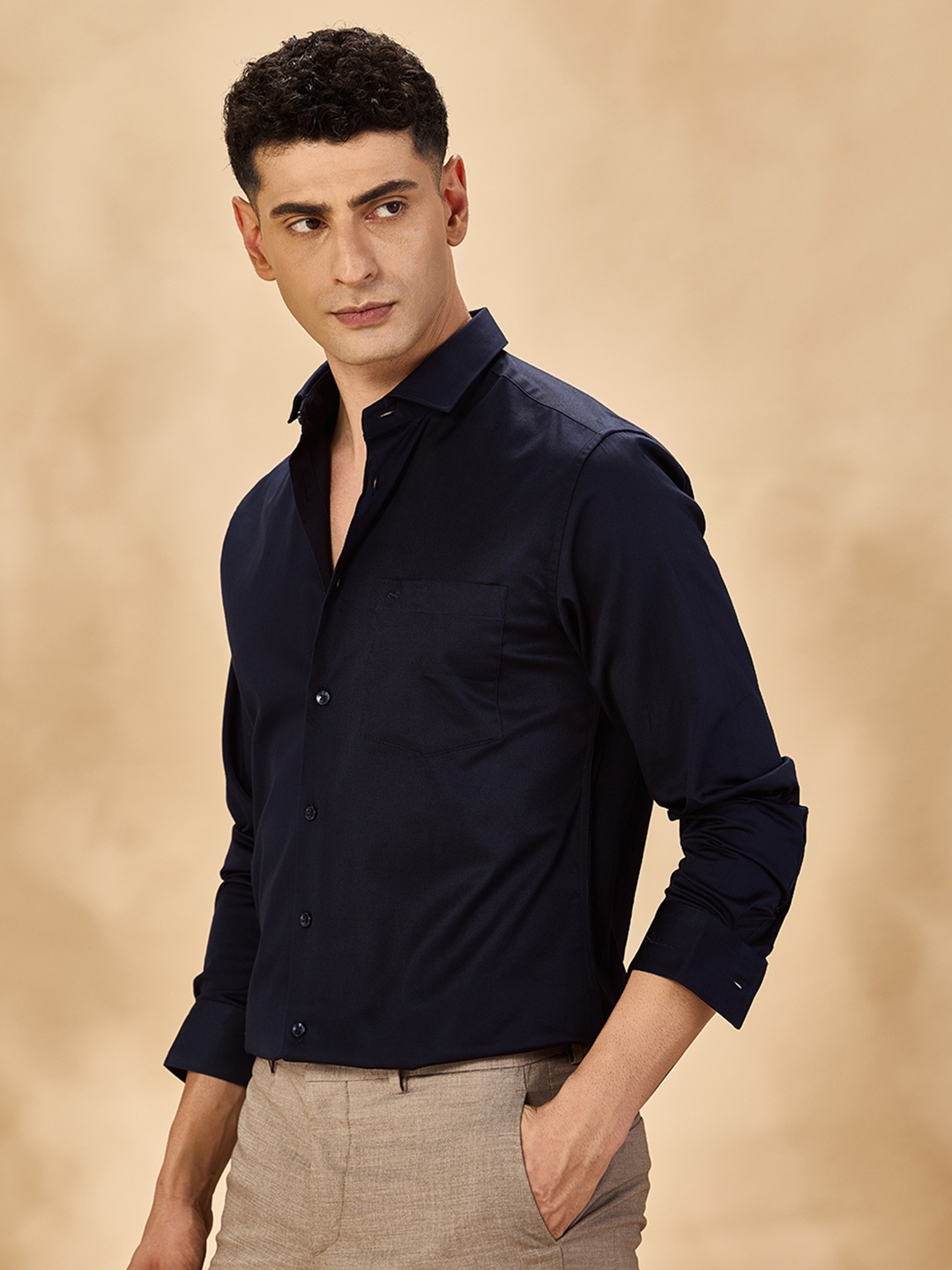 

Aldeno Slim Fit Satin Formal Shirt, Blue