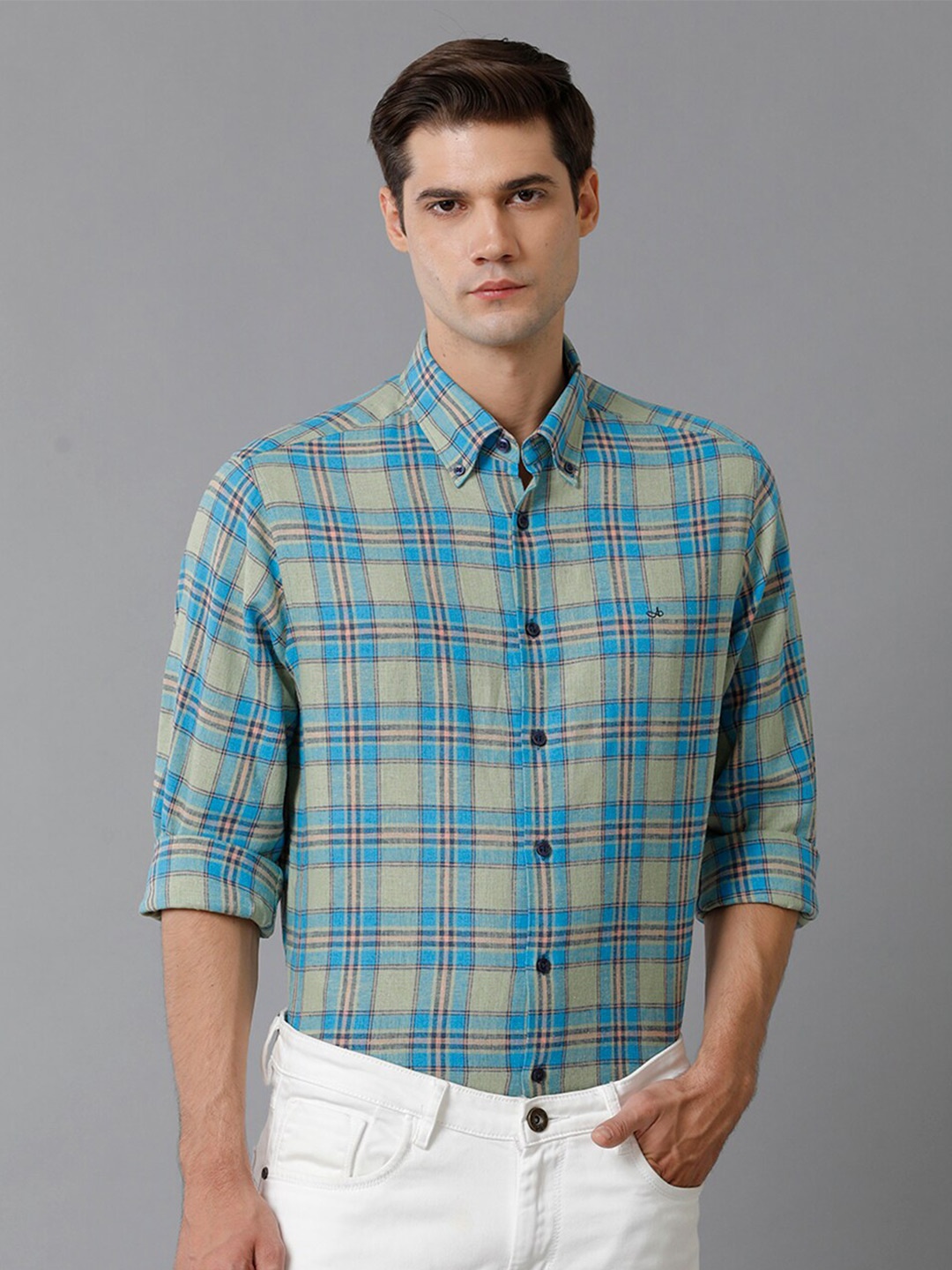 

Aldeno Gingham Checks Regular Fit Formal Shirt, Blue