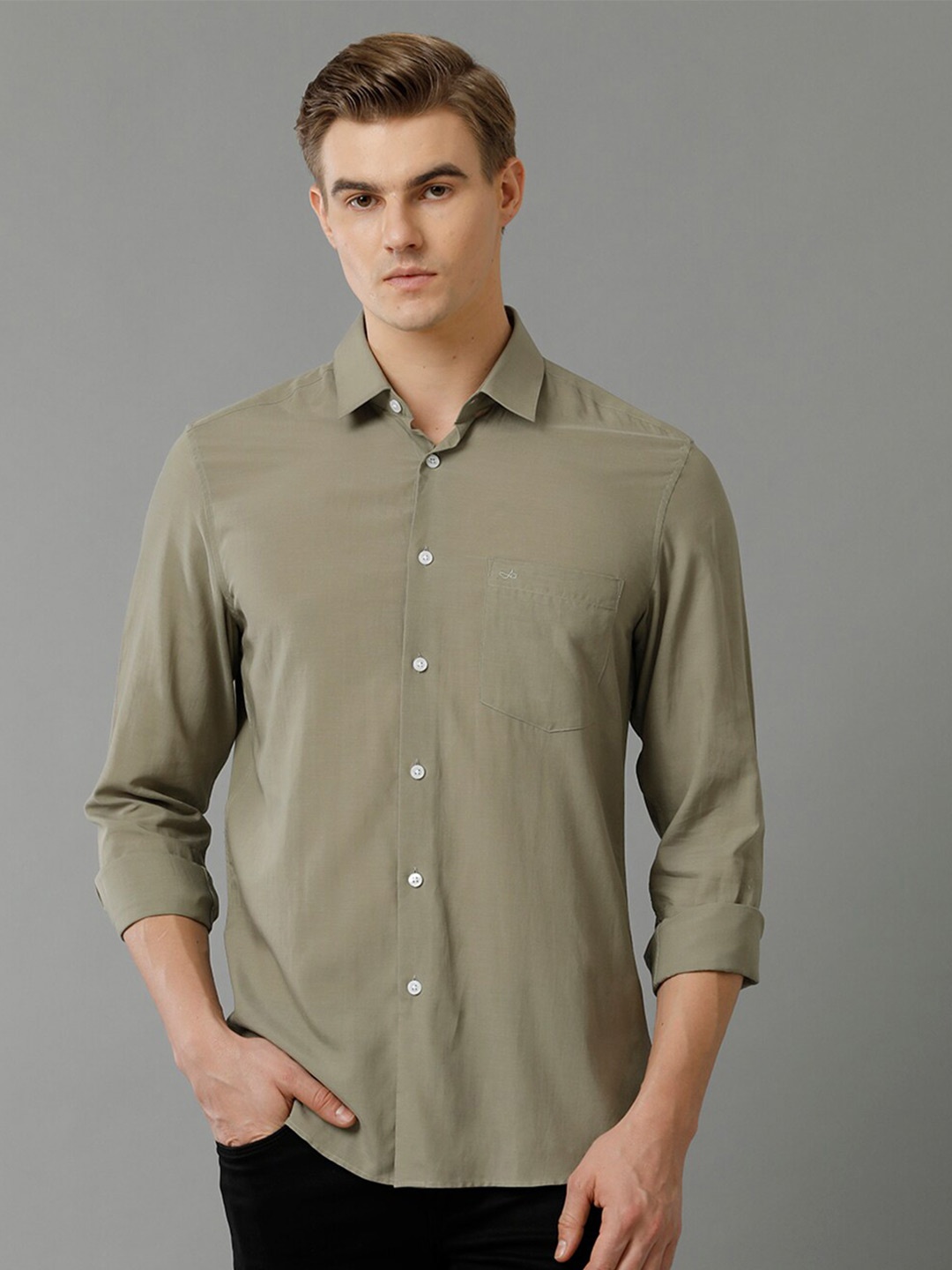 

Aldeno India Slim Slim Fit Modal Casual Shirt, Green