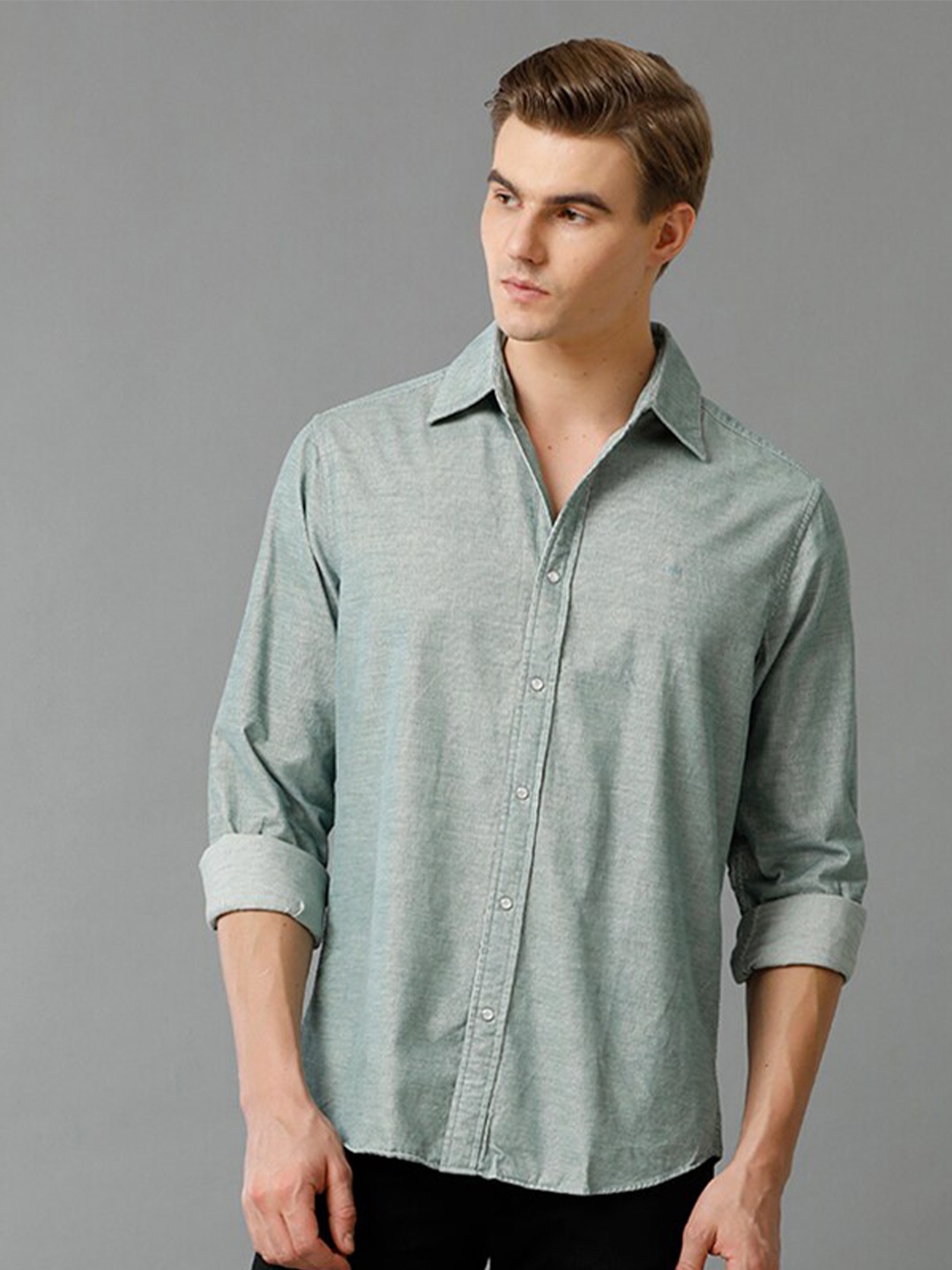 

Aldeno Comfort Spread Collar Long Sleeves Cotton Corduroy Casual Shirt, Green