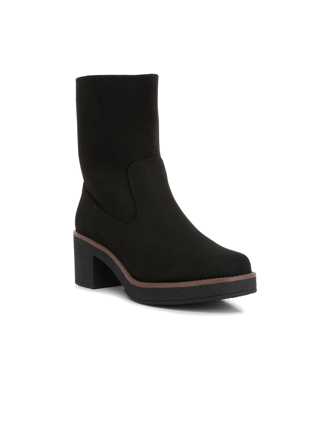 

London Rag Women Square Toe Mid Top Suede Regular Boots, Black