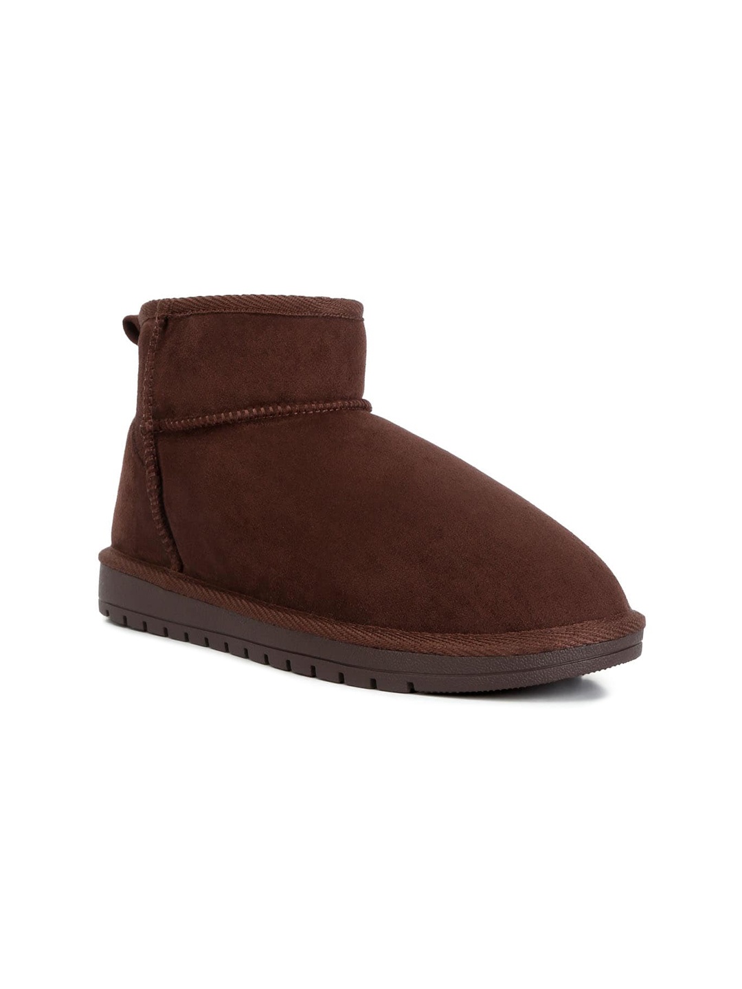 

London Rag Women Vesper Mid Top Flatform Heeled Faux Fur Trim Winter Boots, Brown