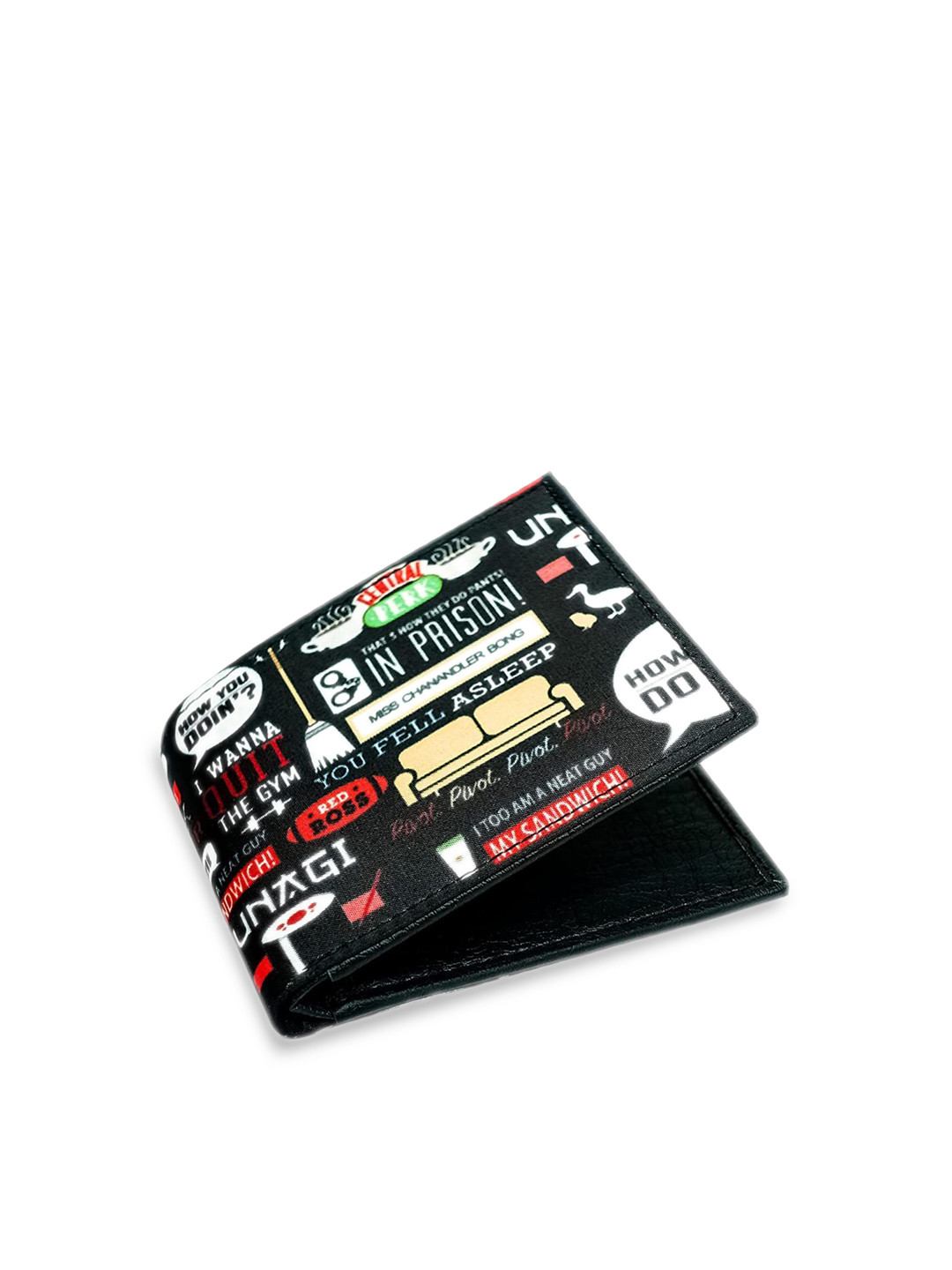 

Epic Stuff Kids Friends TV Series infographic Graphic Printed Leather Two Fold Wallet, Black