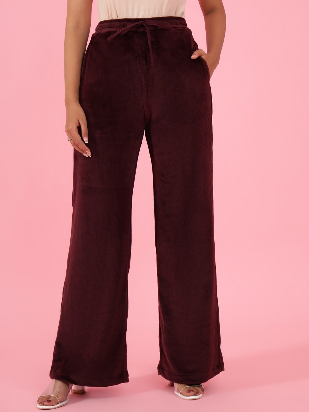 

DELAN Women High Rise Parallel Trouser, Maroon