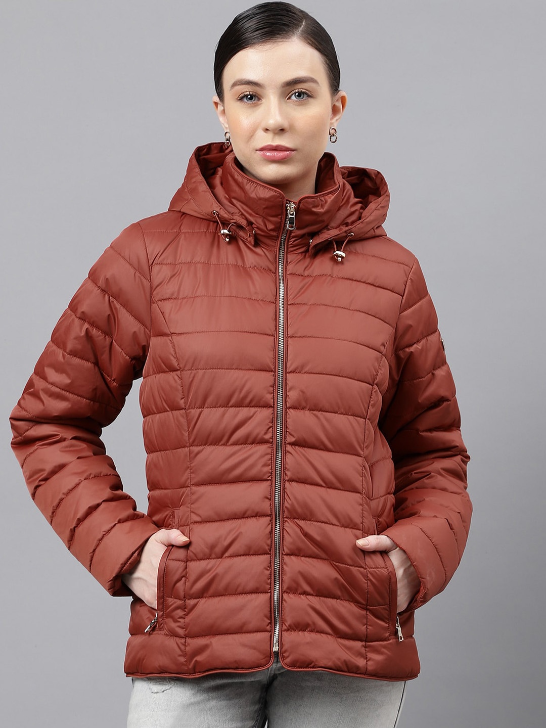

Woods Long Sleeves Hooded Padded Jacket, Rust