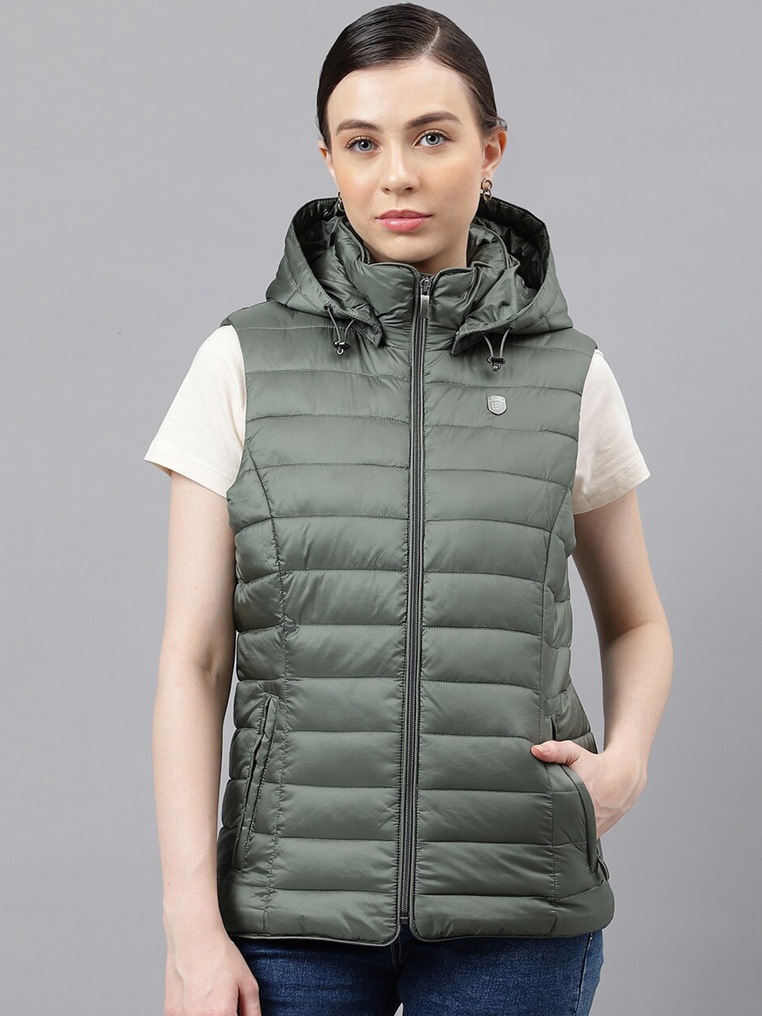 Woods Sleeveless Hooded Puffer Jacket, Olive