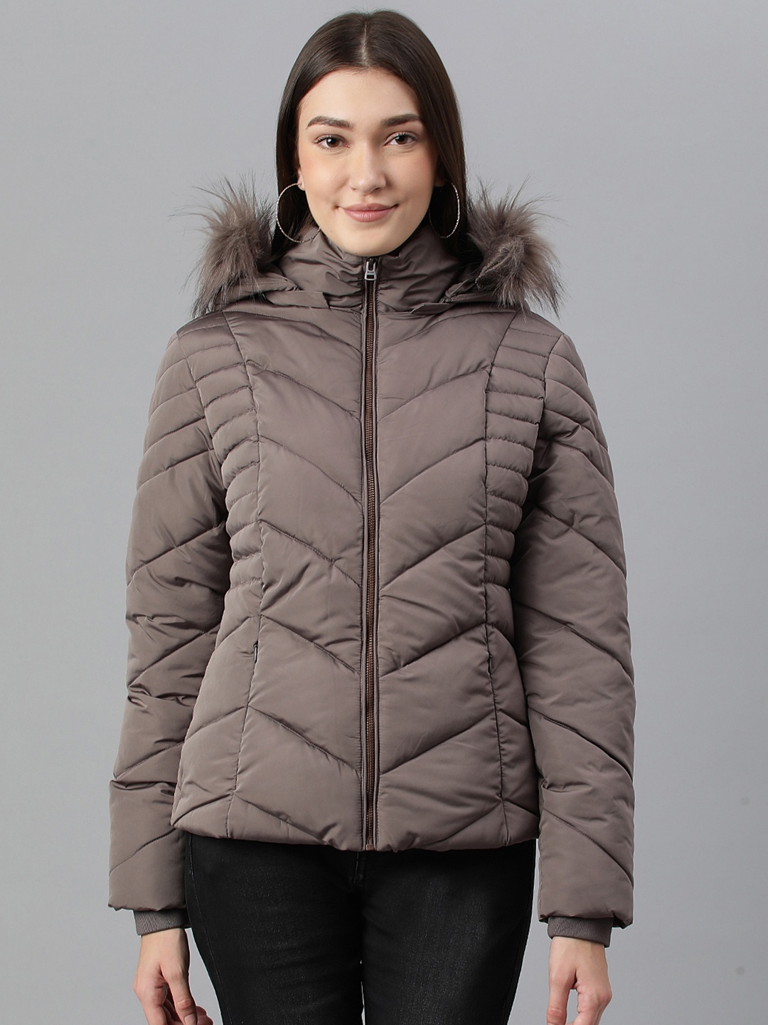 

Woods Hooded Faux Fur Trim Puffer Jacket, Off white