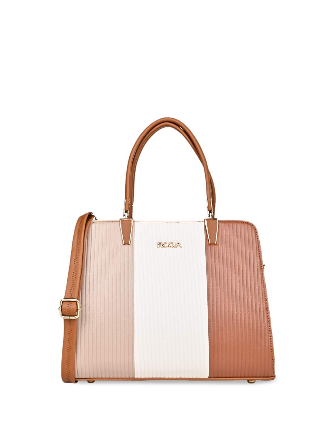 

Rocia Colourblocked PU Shopper Shoulder Bag, Tan