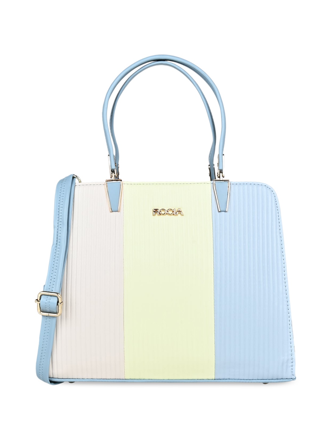 

Rocia Colourblocked Structured Handheld Bag, Blue