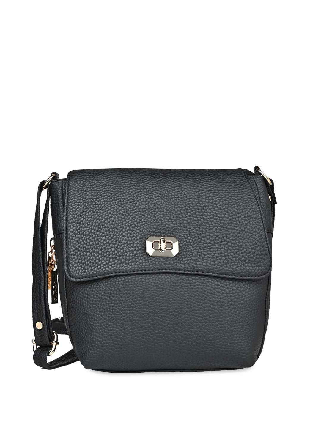 

Rocia Textured Structured Sling Bag, Black