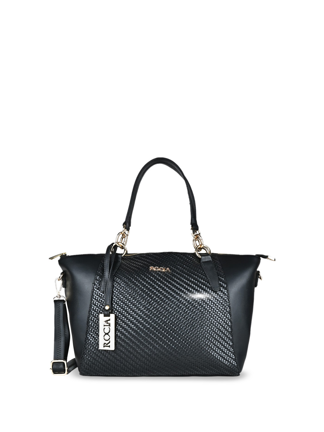 

Rocia Textured Structured Handheld Bag, Black