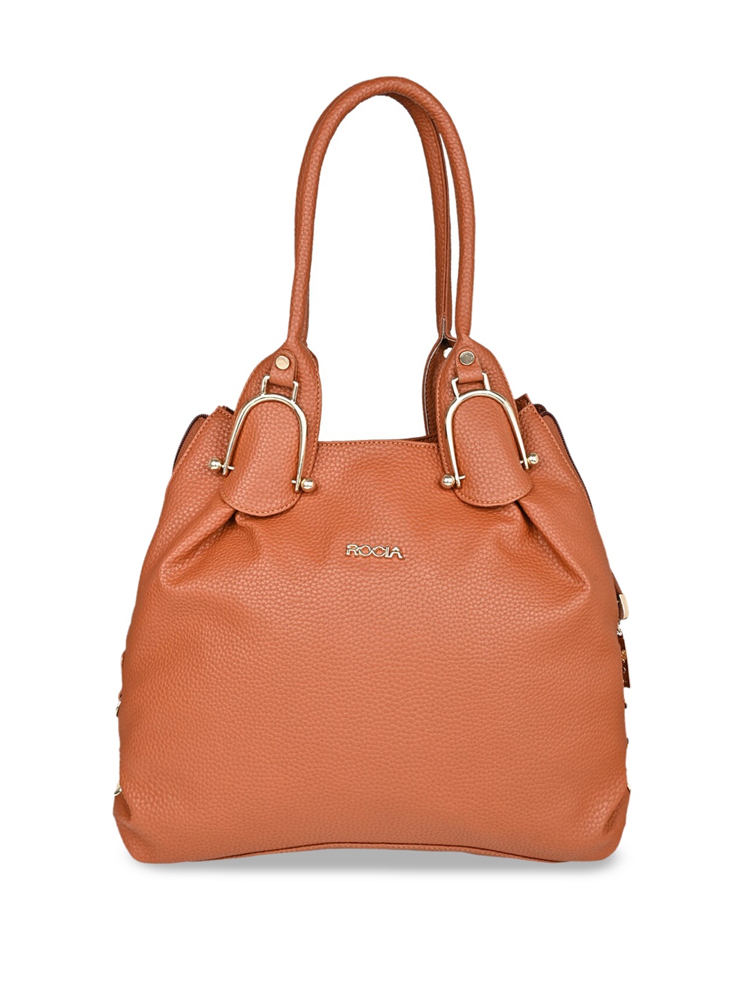 

Rocia PU Structured Handheld Bag With Buckle Detail, Tan