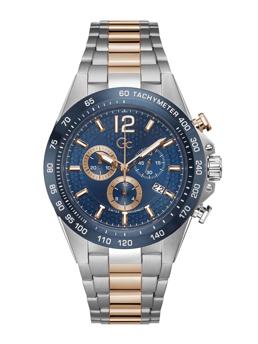 

GC Men Embellished Dial Stainless Steel Bracelet Style Straps Analogue Watch Z07004G7MF, Blue