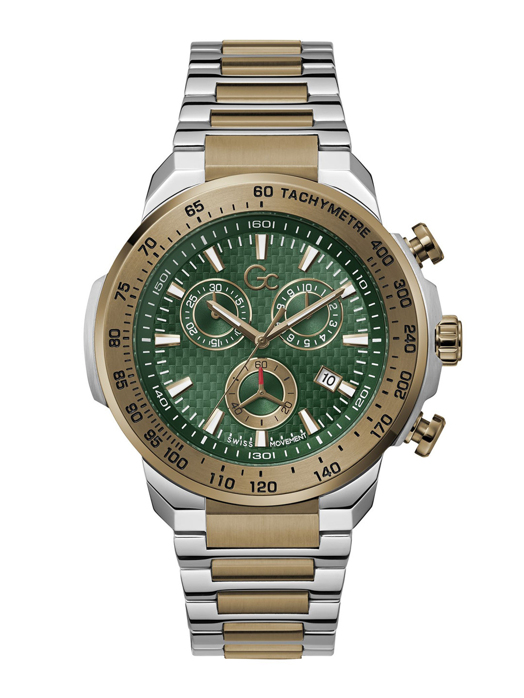 

GC Men Embellished Dial Bracelet Style Straps Reset Time Analogue Watch, Green