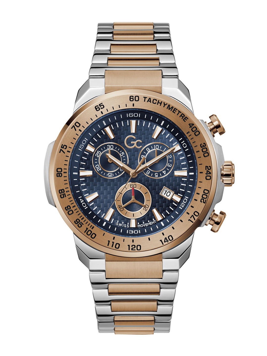 

GC Men Textured Dial & Stainless Steel Bracelet Style Straps Analogue Watch Z35001G7MF, Blue