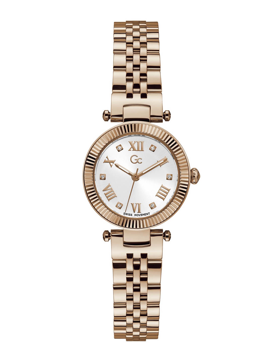 GC Women Embellished Dial Stainless Steel Bracelet Style Straps Analogue Watch Z02002L1MF, White