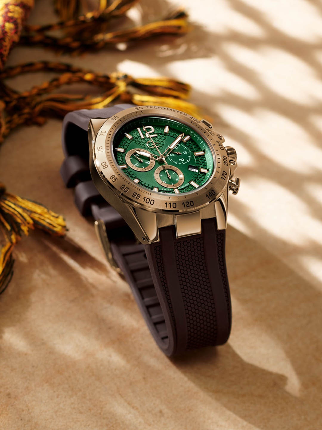 

GC Men Textured Dial & Silicon Straps Analogue Watch Z07003G9MF, Green