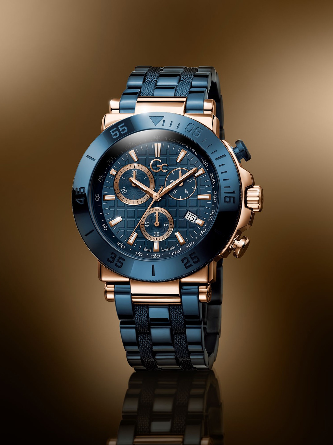 

GC Men Stainless Steel Bracelet Style Straps Analogue Watch Y70001G7MF, Blue