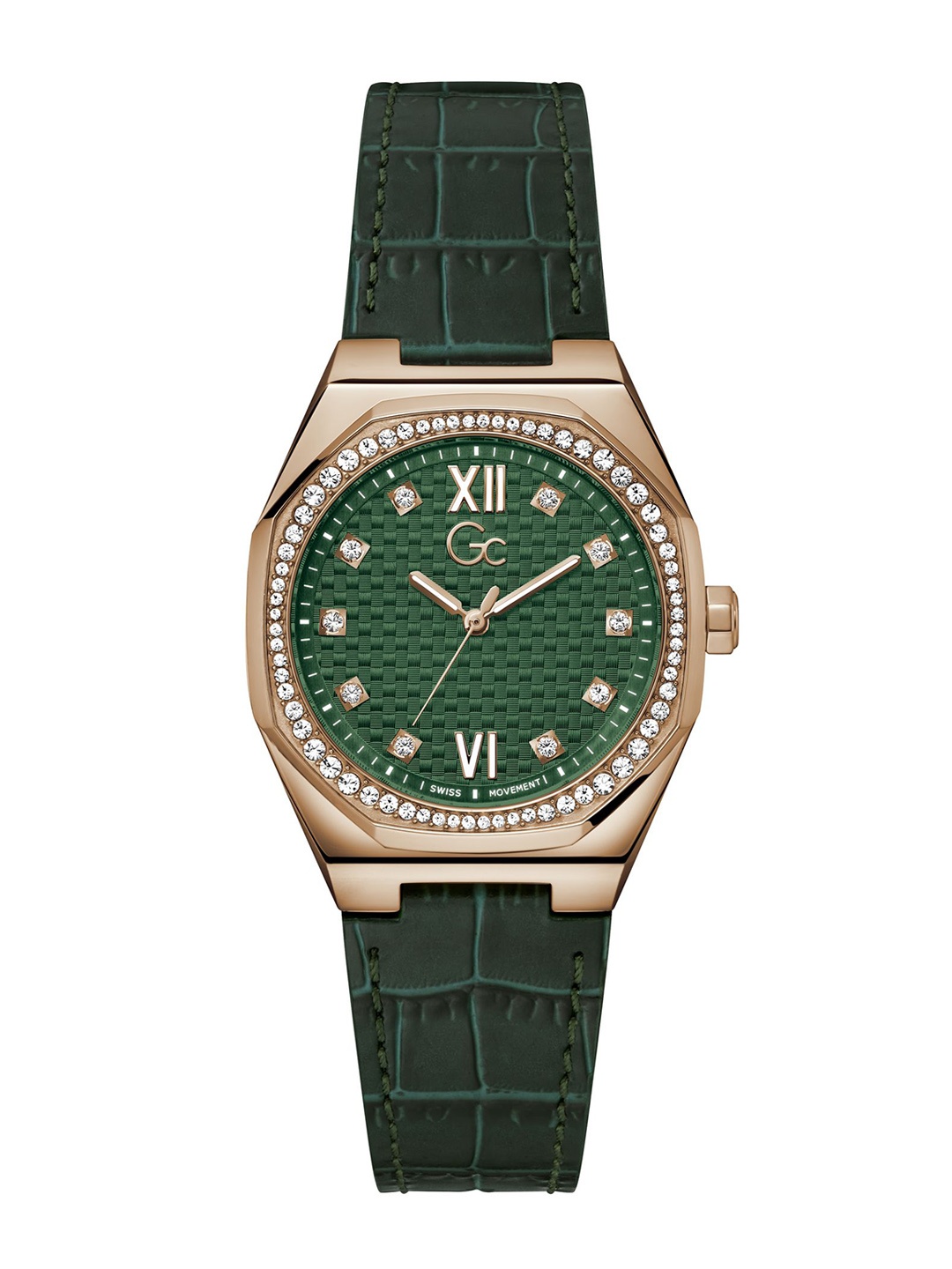 GC Women Leather Bracelet Style Straps Analogue Watch Z25004L9MF, Green