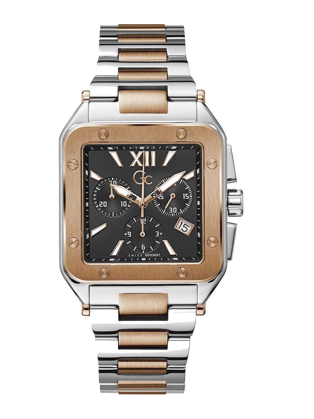 

GC Men Embellished Stainless Steel Bracelet Style Straps Analogue Watch, Black