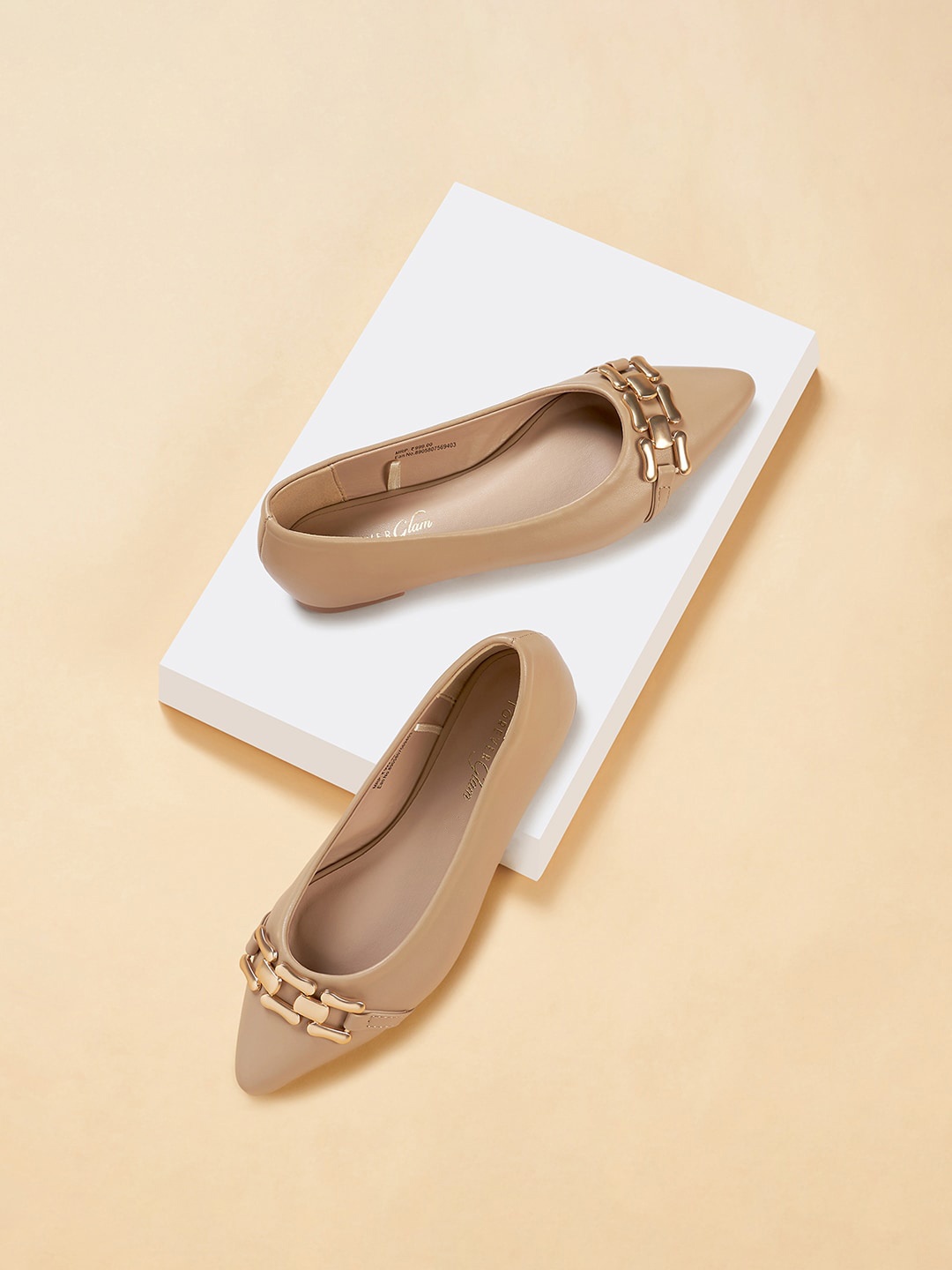 

Forever Glam by Pantaloons Pointed Toe Embellished Ballerinas, Beige