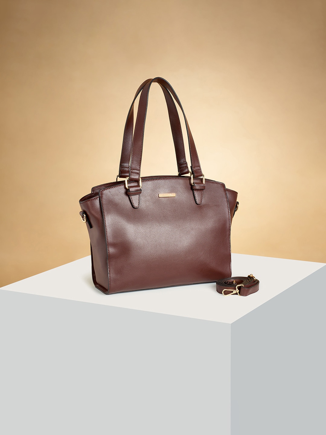 Forever Glam by Pantaloons PU Structured Handheld Bag, Brown
