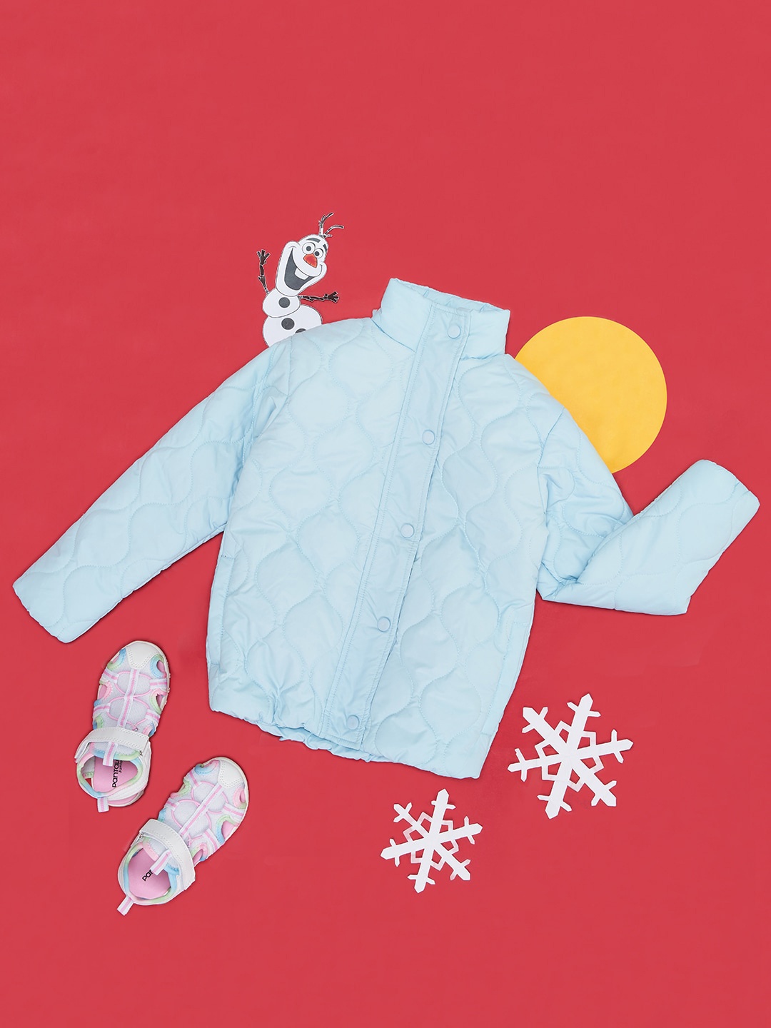 

YU by Pantaloons Girls Mock Collar Long Sleeves Crop Quilted Jacket, Blue