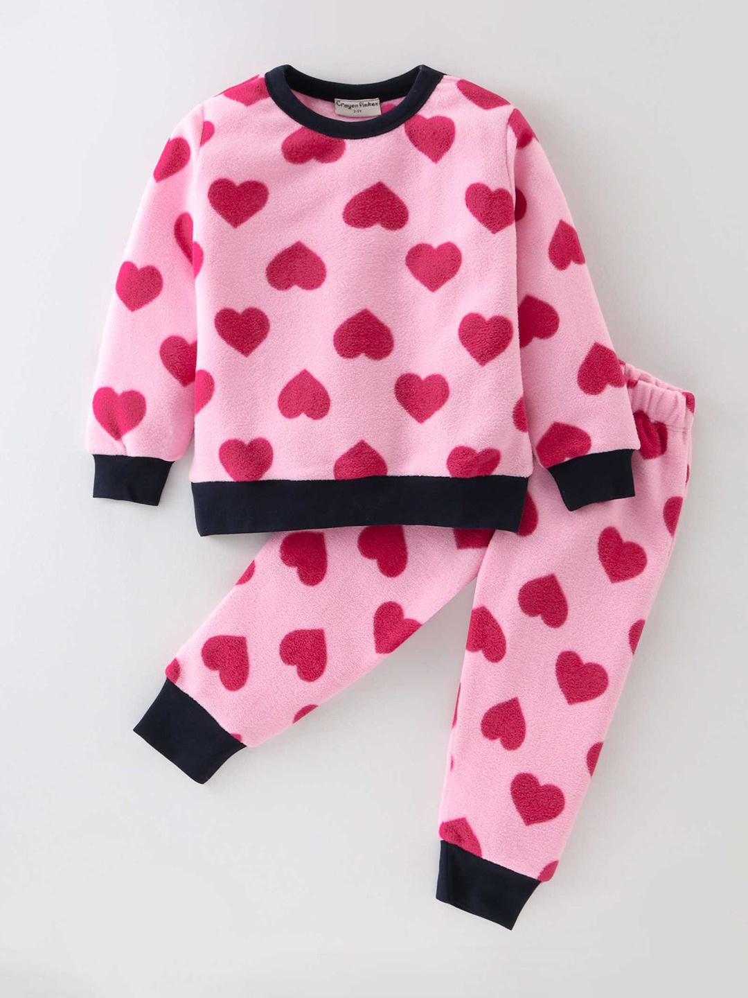 

CrayonFlakes Girls Conversational Printed Fleece Sweatshirt & Joggers, Pink