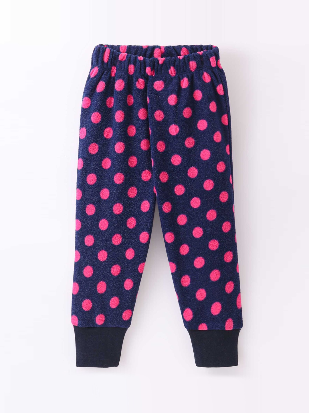 

CrayonFlakes Kids Polka Dots Antimicrobial Mid Rise Joggers, Navy blue