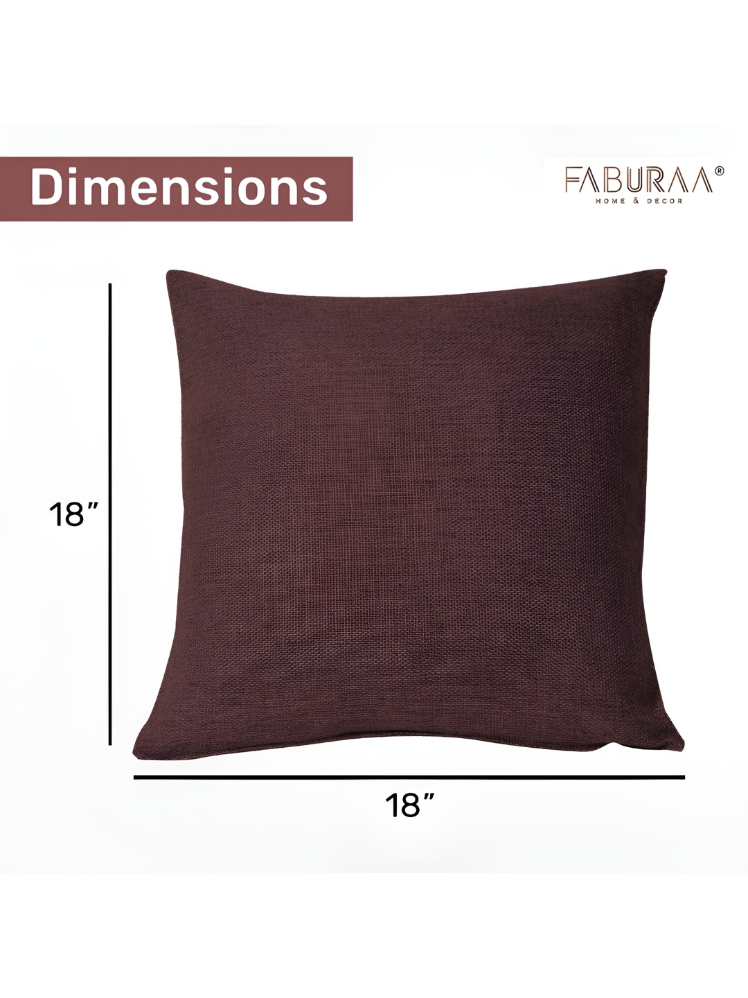 

FABURAA Brown 3 Pieces Jute Square Cushion Covers