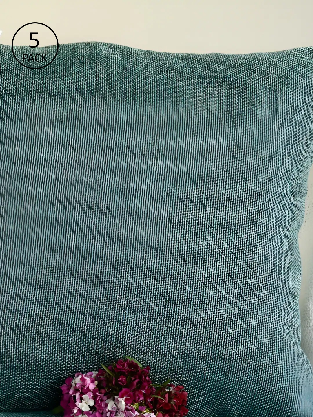

FABURAA Green 5 Pieces Jute Silk Square Cushion Covers