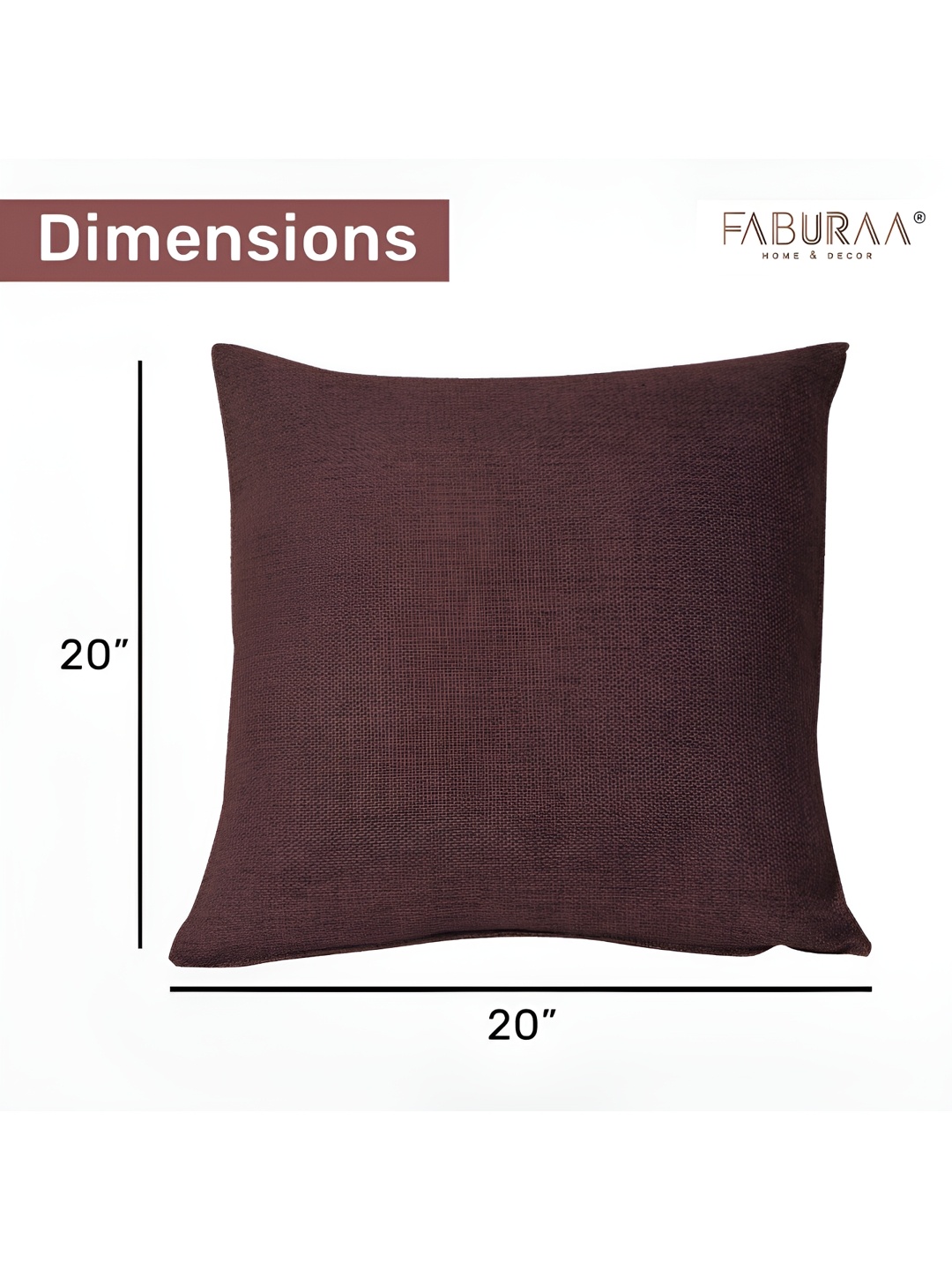 

FABURAA Brown 5 Pieces Jute Square Cushion Covers