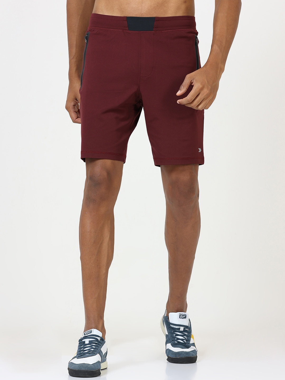 

Jolger Mens active wrinkle -free gym shorts with Bonded Zipper Pocket, Maroon