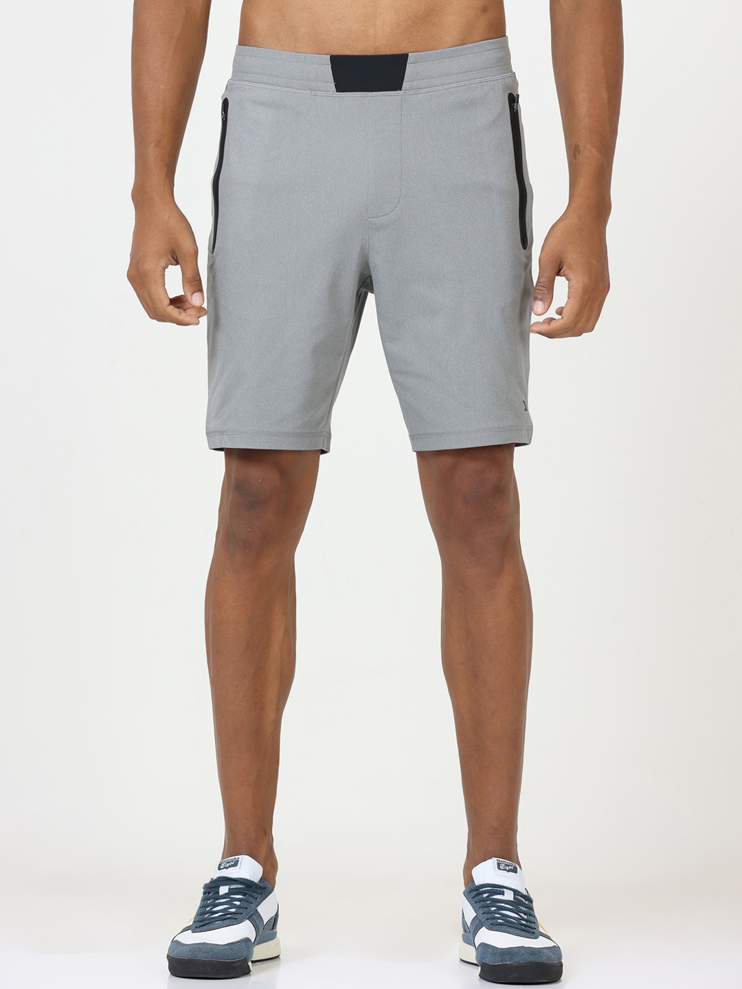 

Jolger Mens active wrinkle -free gym shorts with Bonded Zipper Pocket, Grey