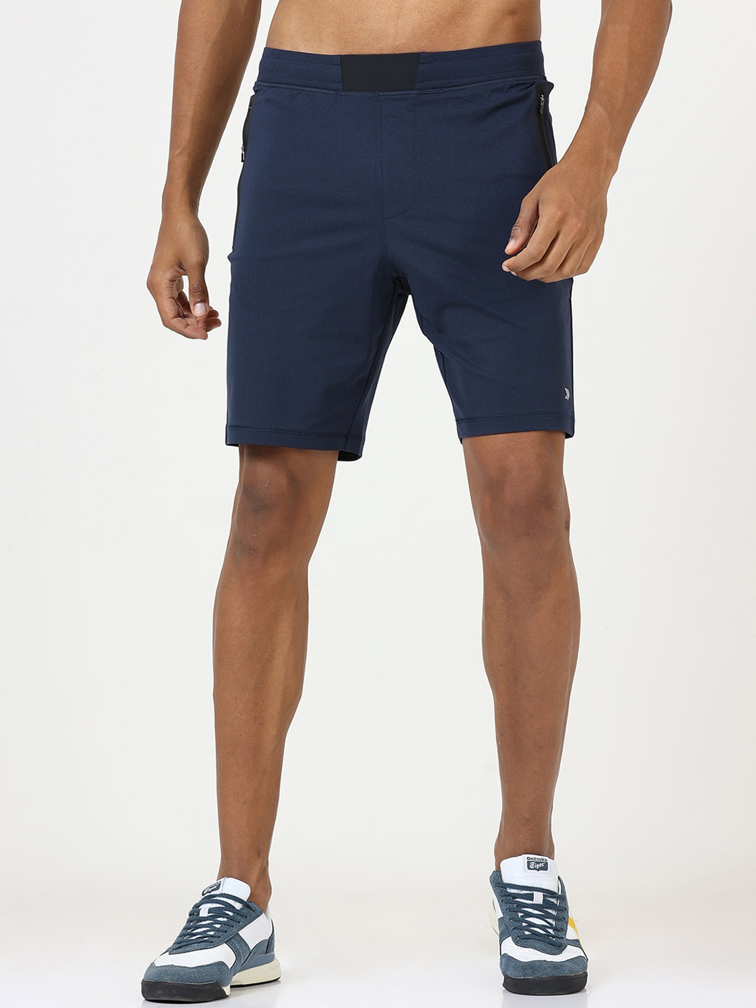 

Jolger Mens active wrinkle -free gym shorts with Bonded Zipper Pocket, Navy blue