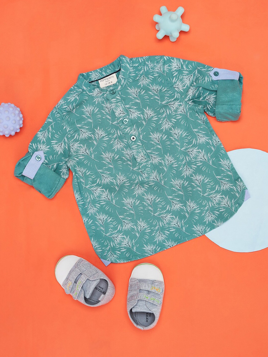 

Pantaloons Baby Infants Boys Floral Printed Cotton Casual Shirt, Green