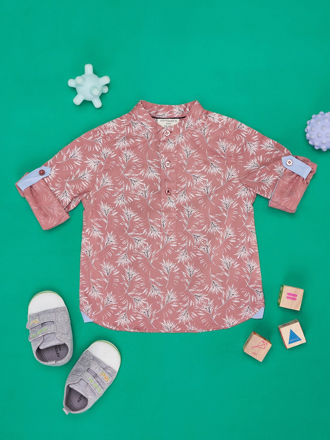 

Pantaloons Baby Infants Boys Floral Printed Cotton Casual Shirt, Pink