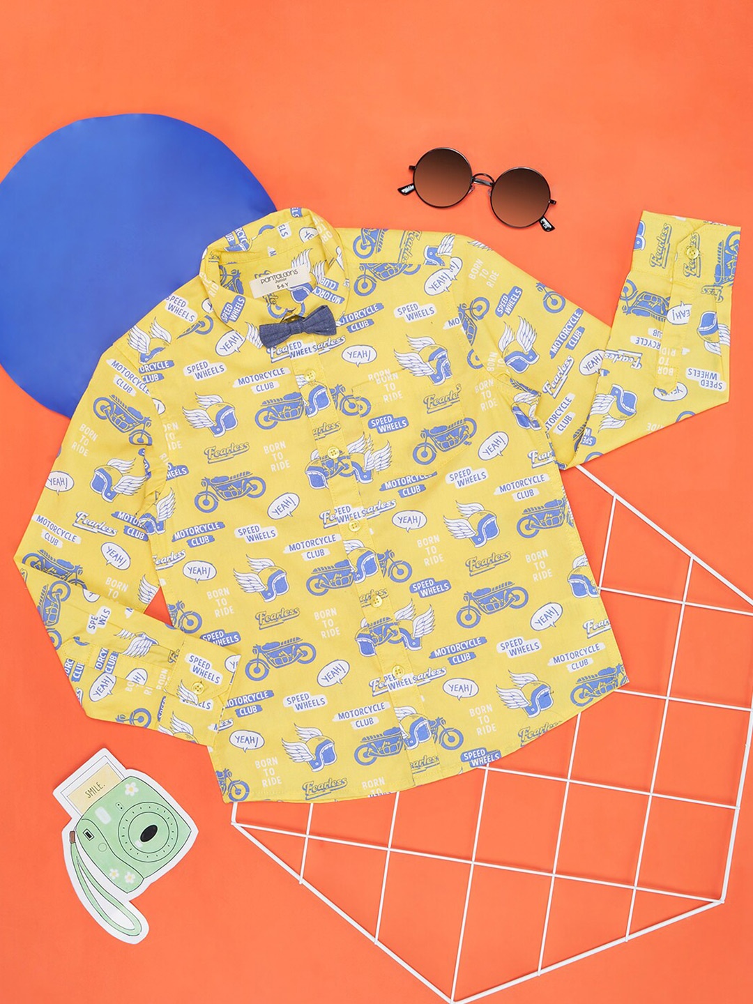 

Pantaloons Junior Boys Conversational Printed Cotton Party Shirt, Yellow