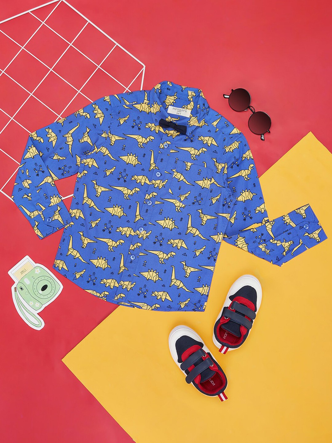 

Pantaloons Junior Boys Conversational Printed Cotton Party Shirt, Blue