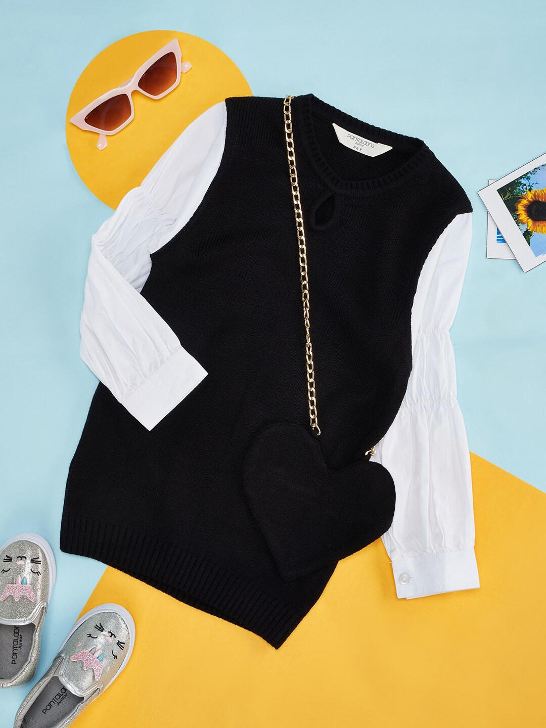

Pantaloons Junior Girls Round Neck Pullover Comes With A Bag, Black