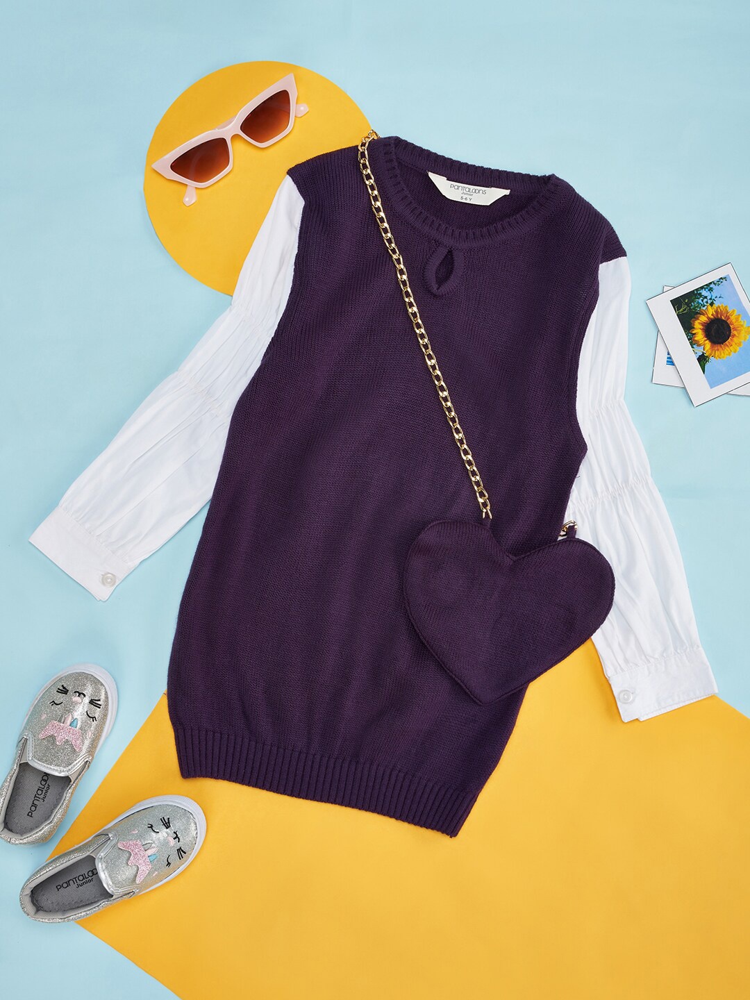 

Pantaloons Junior Girls Round Neck Pullover Comes With A Bag, Violet