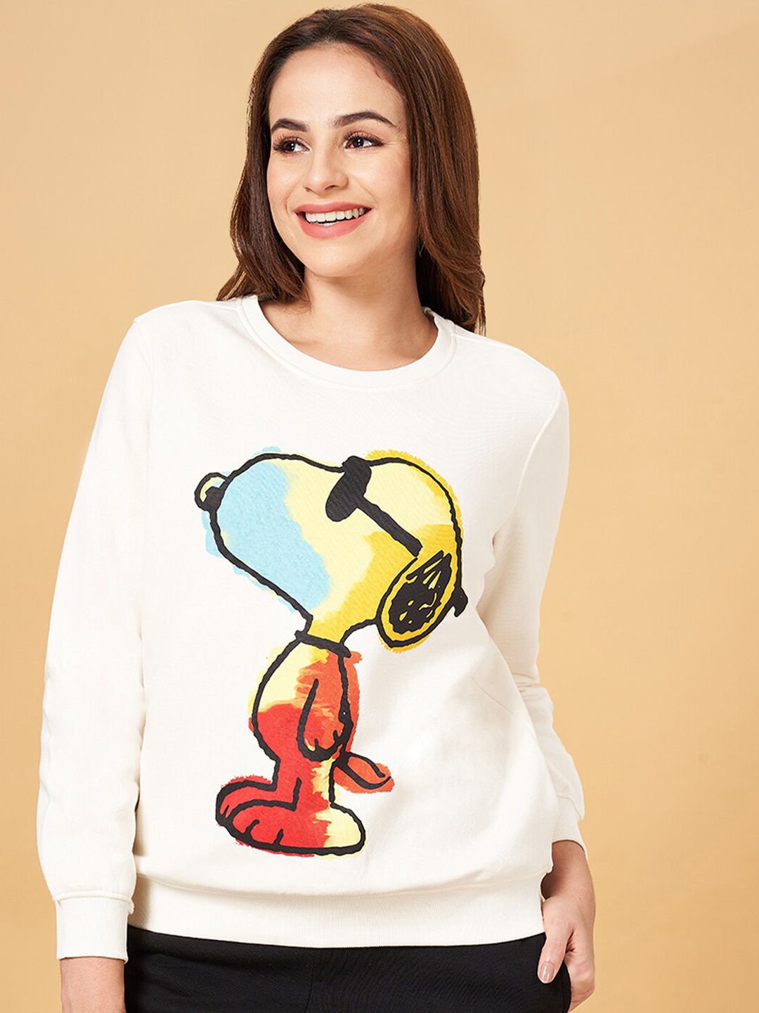 

Honey by Pantaloons Peanuts Printed Cotton Sweatshirt, Off white